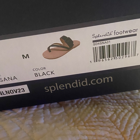 Splendid Black Strappy Slide Sandals with Tan Footbed - Picture 6 of 6
